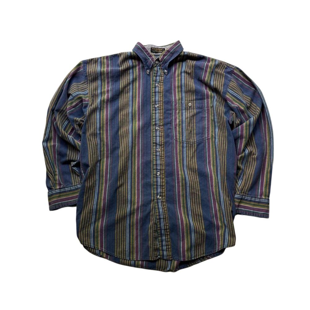 Vintage Eddie Bauer Men's L Pinstripe Button Up Dress Shirt
